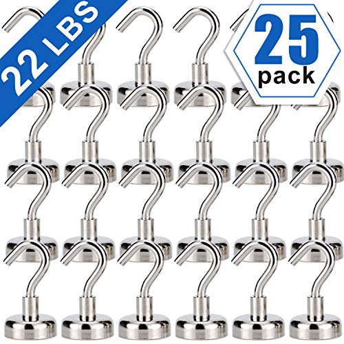 Product Cover Heavy Duty Magnetic Hooks, Strong Neodymium Magnet Hook for Home, Kitchen, Workplace, Office and Garage, Hold up to 22 Pounds，25pack