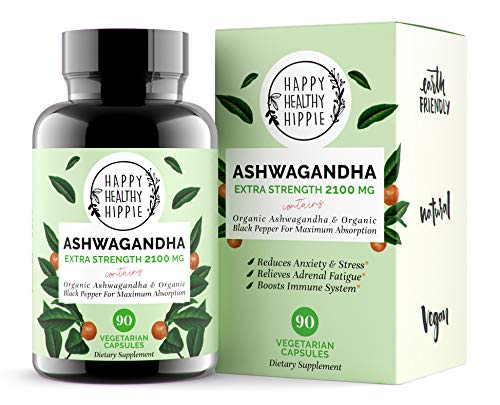 Product Cover Ashwagandha 2100mg - Fast Superior Absorption - 100% Pure, Potent Organic Ashwagandha Root Powder and Black Pepper - Powerful Natural Stress Relief Supplement - Mood Adrenal Cortisol Anxiety, 90