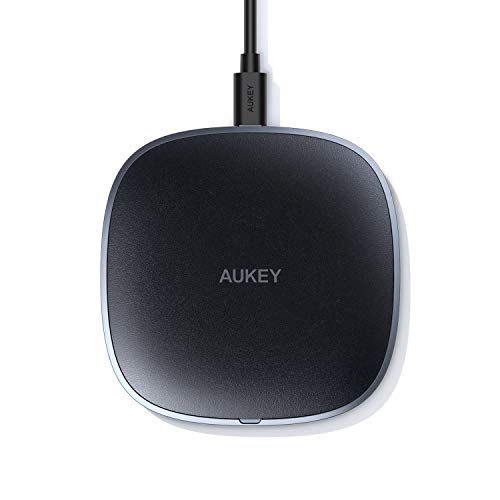 Product Cover AUKEY Wireless Charger Qi Certified 10W Fast Charging with Micro USB and ABS Base, Deliver Precise Power to Most Qi Enable Compatible with 11/11 Pro/Max//AirPods 2, no Need to Remove Case (Non-Metal)