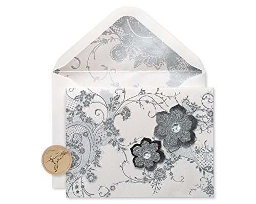 Product Cover Papyrus Blank Cards with Envelopes, Lace and Flowers with Glitter (8-Count)