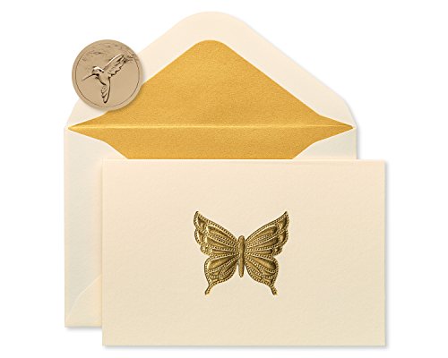 Product Cover Papyrus Blank Cards with Envelopes, Gold Butterfly (16-Count) - 5228233