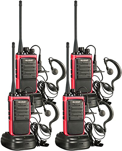 Product Cover Arcshell Rechargeable Long Range Two-Way Radios with Earpiece 4 Pack Walkie Talkies UHF 400-470Mhz Li-ion Battery and Charger Included
