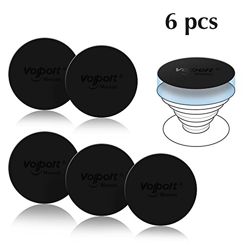 Product Cover VOLPORT Mount Metal Plates Replacement 6pcs for Magnetic Phone Magnet Car Mount, Phone 3M Strong MagicPlate Metal Disc Sticker Adhesive Round for Magnet Cell Phone Holder Grip(Pops Stand Not Included)