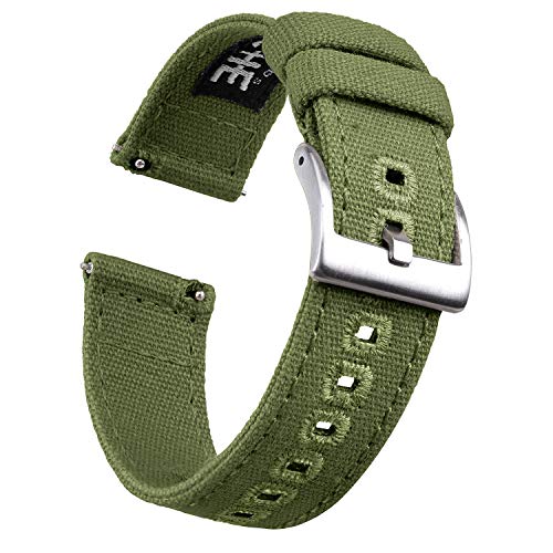 Product Cover 20mm Canvas Quick Release Watch Band Army Green Replacement Watch Straps for Men Women