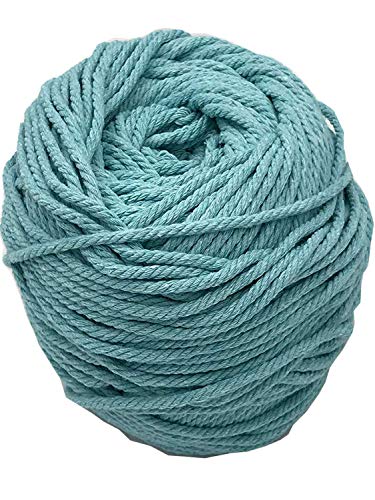 Product Cover Ialwiyo 3 mm 109 Yards 4 Ply Natural Cotton Macrame Rope Cord Twisted Cord Macrame Supplies 3mm for Macrame Wall Hanging Plant Hanger Craft Making Knitting (Blue)