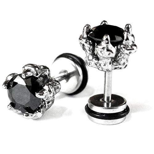 Product Cover Eagle Claw Earrings,Black Cubic Zirconia Stainless Steel Earrings,Womens Mens Earrings,Ear Screw Stud Earrings