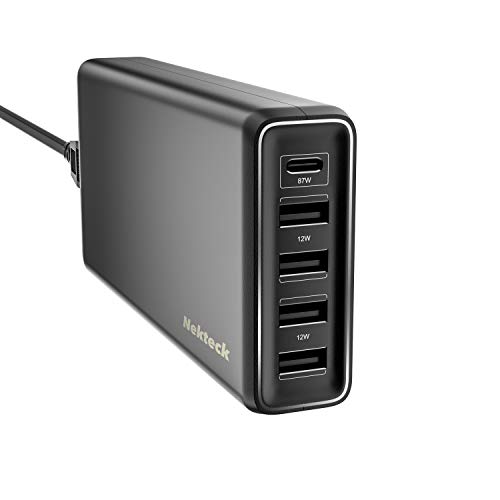 Product Cover Nekteck 111W USB C Wall Charger Station，87W Type C Power Delivery Port and Home Travel Multi-Port Charging Adapter for 2018 MacBook Pro, Surface Book, Dell XPS, iPad Pro, Pixel 3 XL and More