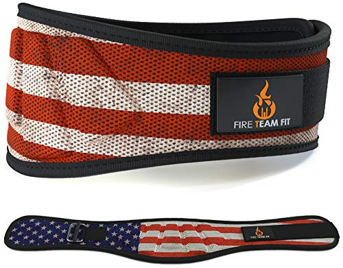 Product Cover Fire Team Fit Weightlifting Belt, Olympic Lifting, Weight Belt, Weight Lifting Belt for Men and Women, 6 Inch, Back Support for Lifting (Stars and Bars, 32
