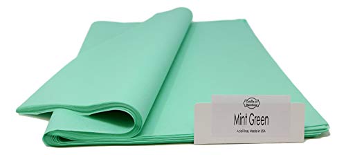 Product Cover Cool Mint Tissue Paper - 96 Sheets - 15 Inch x 20 Inch - for Gift Bags, Gift Wrapping, Flower, Party Decoration, Pom Poms - Premium Quality Made in United States