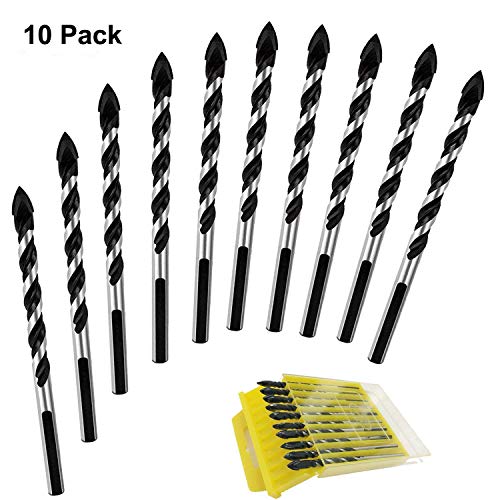 Product Cover Angel Mall 10-Piece 6mm Multi-material Drill Bit Set, Tungsten Carbide Twist Drill Bitsfor Drilling in Tile, Glass, Concrete, Brick, Wood, and Plastic( For 1/4