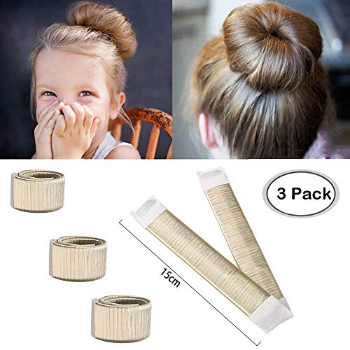 Product Cover Aisonbo Hair Bun Maker, Size 5.9 inch Magic Bun Shaper Donut Hair Styling for Kids Curler Roller Dish Headbands,3 Pack,Blonde