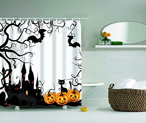 Product Cover Ajingken Halloween Shower Curtain Pumpkin Halloween Curtains 72x72 Inches