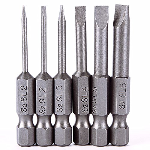 Product Cover Rocaris 6pcs 2 in 2.0-6.0mm Flat Head Slotted Tip Magnetic Slotted Screwdrivers Bits Multifunctional Alloy Steel Screwdriver Set