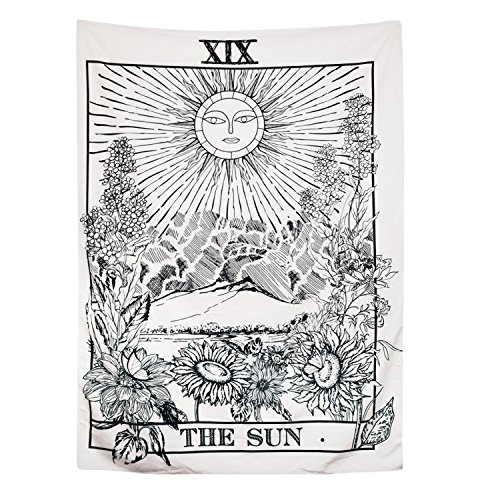 Product Cover BLEUM CADE Tarot Tapestry The Moon The Star The Sun Tapestry Medieval Europe Divination Tapestry Wall Hanging Tapestries Mysterious Wall Tapestry for Home Decor (The Sun, 59