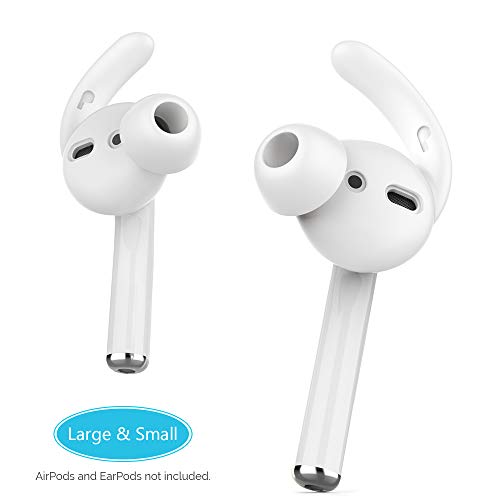 Product Cover AhaStyle Silicone Ear Hooks Earbuds Covers[Sound Quality Enhancement] Compatible with Apple AirPods 2 and 1 or EarPods[2 Pairs- Large & Small](Clear)