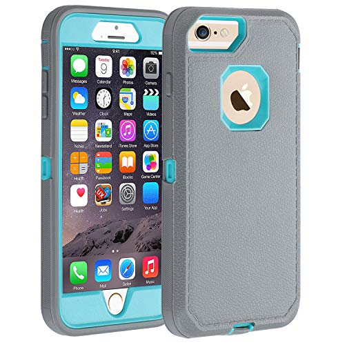 Product Cover iPhone 6s Plus/6 Plus Case,Heavy Duty Armor 3 in 1 Rugged Cover with Screen Bumper Dust-Proof Shockproof Drop-Proof Scratch-Resistant Shell for iPhone 6Plus/6sPlus 5.5inch,Grey/Green