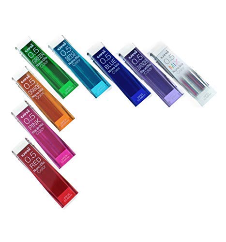 Product Cover Uni Mechanical Pencil Leads Nano Dia 0.5mm, 8 Colors, 20 leads 8-packs (Total 160 Leads) Japanese Stationery Original Package.(uni05-8color)