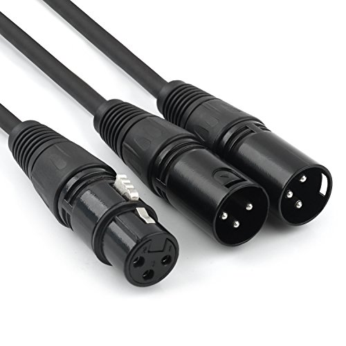 Product Cover TISINO XLR Splitter Cable, 3 Pin XLR Female to Dual XLR Male Patch Y Cable Balanced Microphone Splitter Cord Audio Adaptor- 1.5 Feet