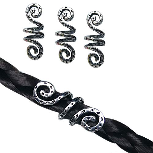 Product Cover Spiral Antiqued Viking Hair Beads Beard Jewelry Dreadlock Hair Accessories Small Viking Hair Beads Jewelry Hair accessories Nordic Jewelry 4Pcs/set