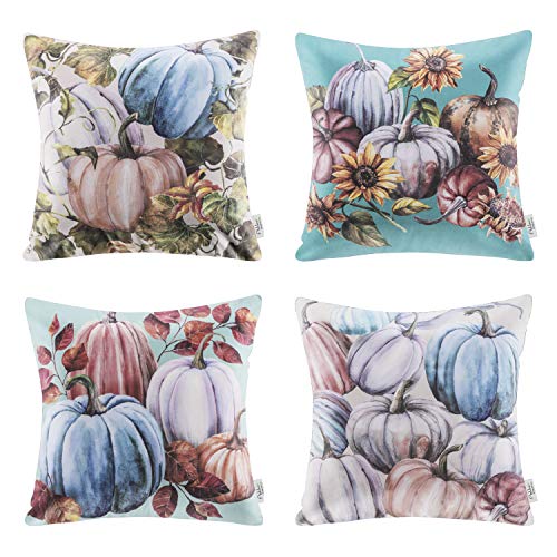 Product Cover Ashler Fall Pillow Covers Thanksgiving Decor Pumpkin Throw Pillow Cover Cushion Set of 4, 18 x 18 inches 45 x 45 cm
