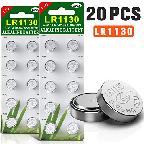 Product Cover 20 Pack Button Cell Batteries 1.5V Alkaline AG10 189 389 LR1130 With Long Shelf Life