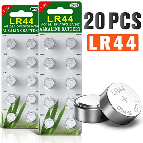Product Cover 20 Pack of LR44 AG13 303 357 SR44 - 1.5 Volt Premium Alkaline Button Cell Battery - Use for Watches Clocks Remotes Games Controllers Toys & Electronic Devices