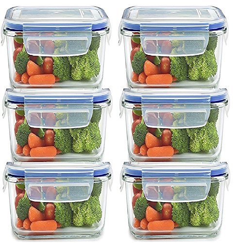 Product Cover JN-Store Set of 6pcs Plastic Air Tight Square Storage Box Container Cereal Dispenser Jar 400ml Idle for Kitchen- Food Rice Pasta Pulses Container Box
