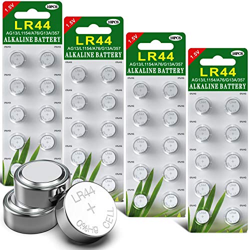 Product Cover 40 Pack of LR44 AG13 303 357 SR44-1.5 Volt Premium Alkaline Button Cell Battery - Use for Watches Clocks Remotes Games Controllers Toys & Electronic Devices