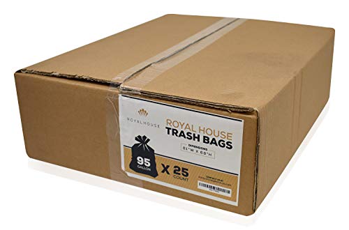 Product Cover Heavy Duty Large Trash Bags, 95 Gallon for Big Garbage Can, Liner, Container, Bin, Lawn Leaves, Outside -Thick 2 Mil - Size Black, 61