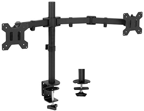 Product Cover VIVO Full Motion Dual Monitor Desk Mount Clamp VESA Stand w/Double Center Arm Joint | Fits up to 32 inch Screens (STAND-V102D)