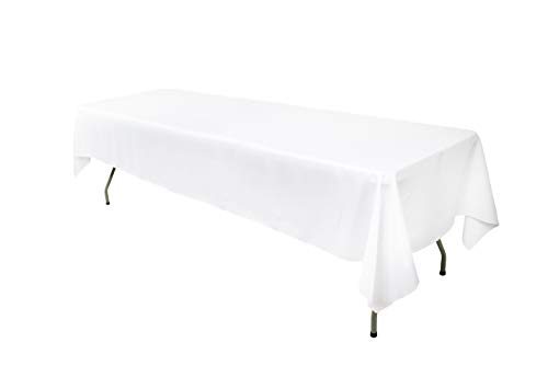 Product Cover GEFEII Kitchen 60x126 inch White Rectangle Tablecloth Solid Polyester Rectangular Tablecloths For Wedding Party Restaurant Banquet Dining Buffet table Picnic Decorations (Rectangle-60x126 inch, White)