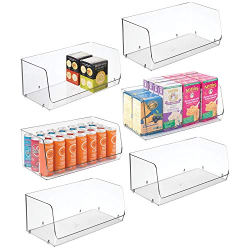Product Cover mDesign Extra Large Household Stackable Plastic Food Storage Organizer Bin Basket with Wide Open Front for Kitchen Cabinets, Pantry, Offices, Closets, Bedrooms, Bathrooms - 15