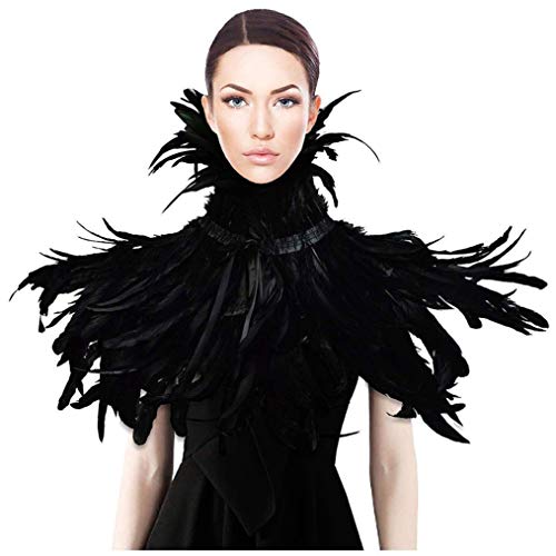 Product Cover HOMELEX Gothic Black Natural Feather Cape Shawl with Choker Collar (Style-3)