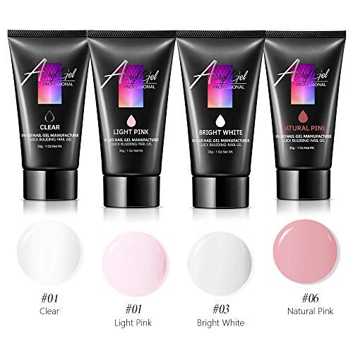 Product Cover Modelones Poly Nail Gel Set - Nail Extension Builder Gel Set with 4 Colors 30g Required UV LED Nail Light Lamp