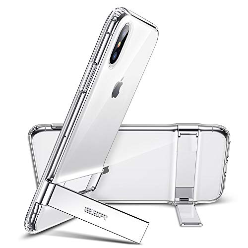 Product Cover ESR Metal Kickstand Case for iPhone Xs/X, [Vertical and Horizontal Stand] [Reinforced Drop Protection] Flexible TPU for iPhone Xs/X, Jelly Clear