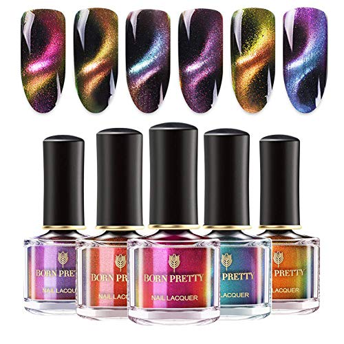 Product Cover BORN PRETTY Nail Polish Set Magnetic Cat Eye Chameleon Nails Polish 3D Gorgeous Fingers 6ml 6 Bottles Set Need Magnetic Stick (Not Included)