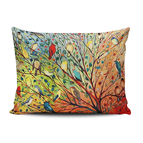 Product Cover KEIBIKE Personalized Abstract Trees and Birds Boudoir Rectangle Decorative Pillowcases Print Zippered Throw Pillow Covers Cases 12x16 Inches One Sided
