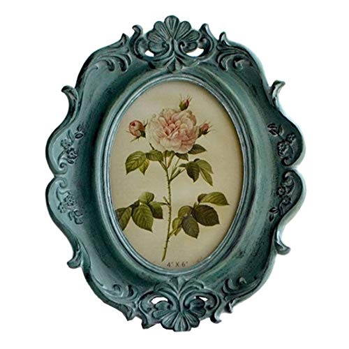 Product Cover CISOO Vintage Oval Picture Frame 4x6 Antique Photo Frame Table Top Display and Wall Hanging Home Decor (Blue)