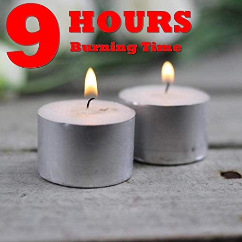 Product Cover Ein Sof Tealight Candles 100% Pure Wax, Unscented, Pack of 50, Guaranteed 9 Hours Burning time, White Unscented Tea Light Candles