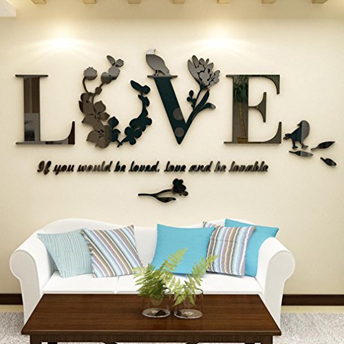 Product Cover Vacally Wall Decor Stylish Removable 3D Leaf Love Wall Sticker Art Vinyl Decals Bedroom Living Room Decor Wallpaper