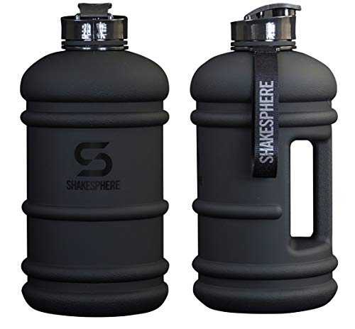 Product Cover SHAKESPHERE Large Sports Water Bottle - BPA Free Hydration Jug, Black - Ideal for Sports, Camping, Outdoor, Biking & Kids... (Matte Black, 1.3L)