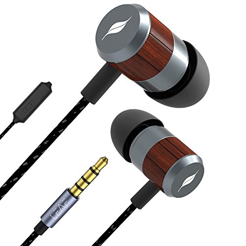 Product Cover Leaf Bolt Wooden Wired Earphones with Mic and In-Line Remote for Music Controls || In-Ear Headphones with Wooden Finish Earbuds || Compatible with Android, iOS and all other smartphones (Classic Wood)