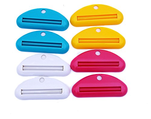 Product Cover HOSL 8 Pack Mixed Color Toothpaste Tube Squeezer Toothpaste Tube Cleanser Dispenser Toothpaste Clip Toothpaste Holder Rolling Bathroom Extract