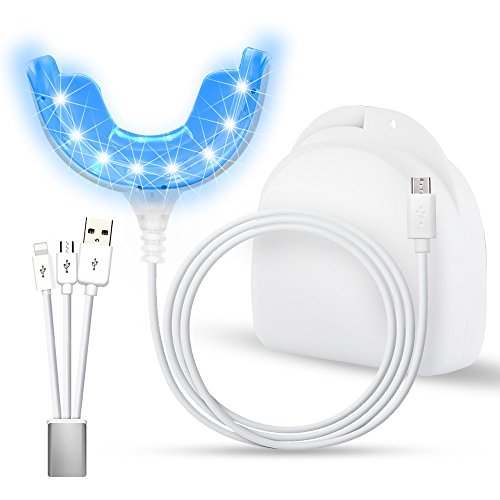 Product Cover Herwiss Teeth Whitening Accelerator Light, Powerful Blue LED Teeth Whitener with 3 Adapters for iPhone, Android & USB, Whiten Teeth Faster, Work with Teeth Whitening Strips, Gels (Not Included)