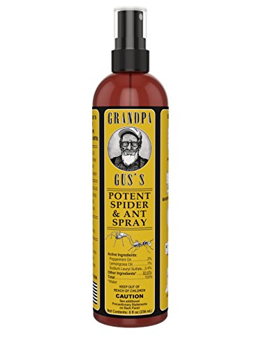 Product Cover Grandpa Gus's GSS-8-BAG-1 Potent Spider & Ant Spray, All-Natural Water-Based Peppermint and Lemongrass Oil Mix, Fresh Scent, No Stains, Use In Closets, Basements/Cabin, Sheds, RV & Garages, 8oz Bottle