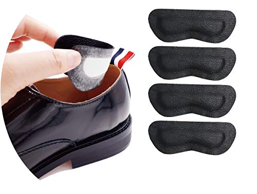 Product Cover Premium Leather Heel Pads Grips Liners Inserts for Shoes Too Big,Unisex Prevent blisters，Shoe Filler Improved Shoe Fit and Comfort, 2 Pair0.28inch Thick-Black