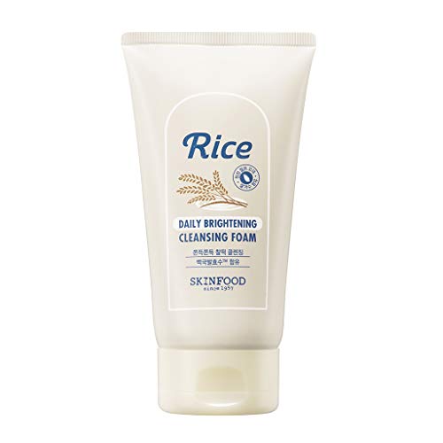 Product Cover SKIN FOOD Rice Daily Brightening Cleansing Foam 5.07 fl. oz. (150ml) - Delicate Cleansing with Femented Rice Ingredients, Firming Bubble Facial Foam Cleanser, Skin Brightening and Clear