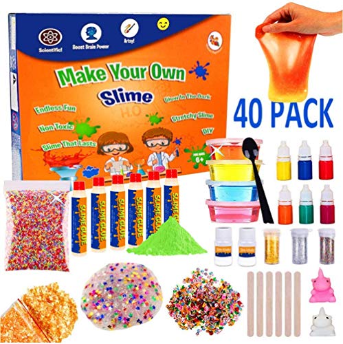 Product Cover Slime Kit For Girls, Boys, Kids and Children - Gift Set | Making Create Ultimate DIY Crunchy Stretchy Floam Fluffy Galaxy Cloud Putty + Containers | Activator Clear Glue and Prime Supplies Accessories