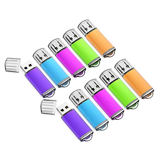Product Cover 32GB USB Flash Drive 10 Pack Easy-Storage Memory Stick K&ZZ Thumb Drives Gig Stick USB2.0 Pen Drive for Fold Digital Data Storage, Zip Drive, Jump Drive, Flash Stick, Mixed Colors
