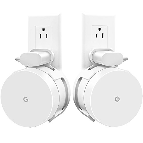 Product Cover [Upgraded] Google WiFi Wall Mount, WiFi Accessories for Google Mesh WiFi System and Google WiFi Router Without Messy Wires or Screws (White(2 Pack))